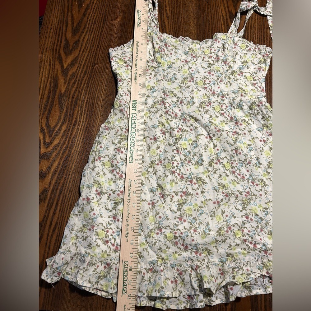 Wild Fable Mini Dress Womens L Large Cream Floral Bow Tie Sleeve Cottagecore NWT - Picture 8 of 16